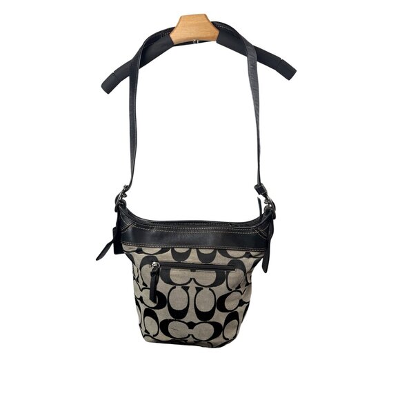 Coach Signature Sufflette C Canvas & Leather Hobo Shoulder Crossbody Bag - Picture 3 of 15